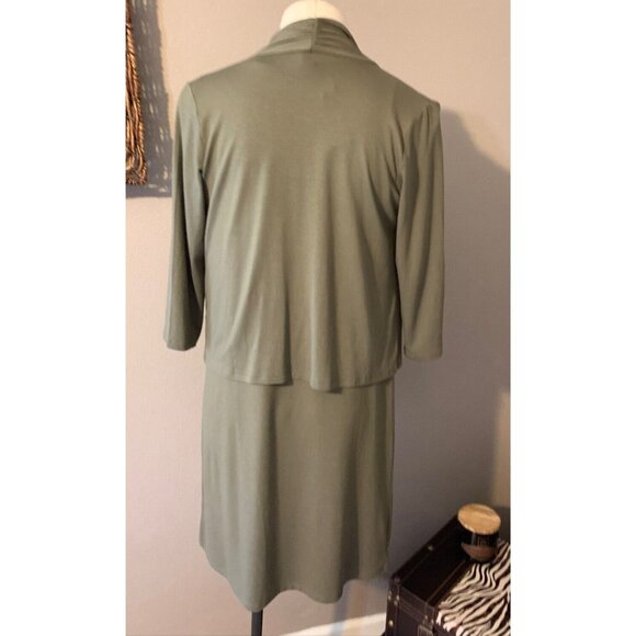 J Jill Dress W Jacket Olive Green PXS Petite Extra Small P XS 0 2 4 NWT Washable - Picture 9 of 9
